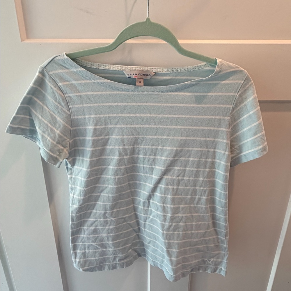 Crew Clothing Co Blue White Striped Top small Short Sleeve Casual Tee